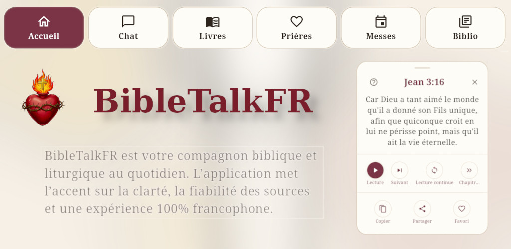 BibleTalkFR - Lire, prier, écouter la Bible